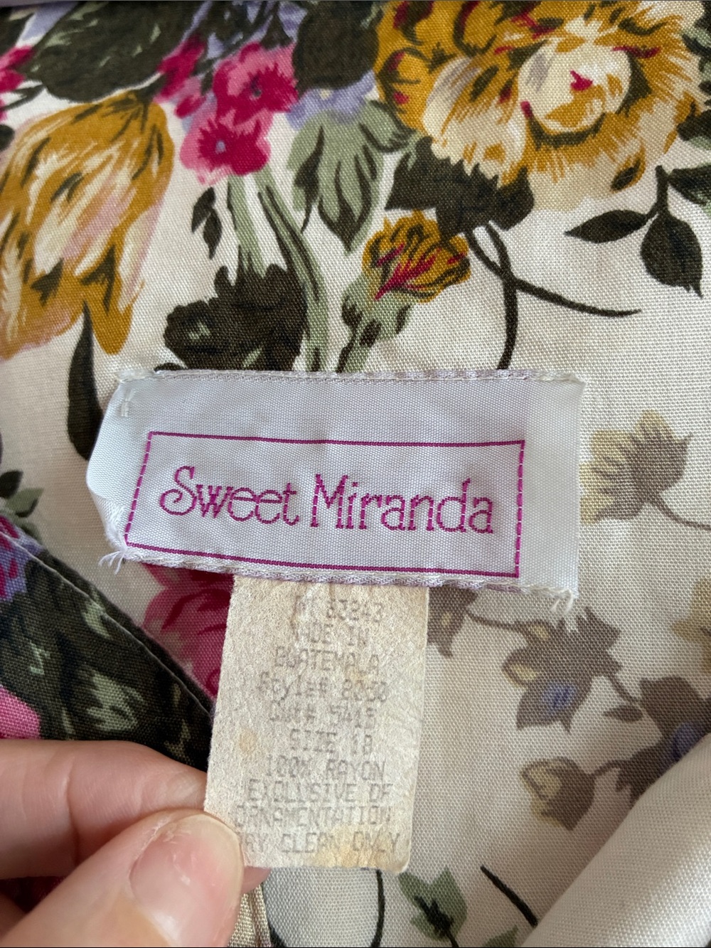 Vintage 80s Sweet Miranda Floral Rayon Midi Dress Prairie Cottagecore Button - Picture 2 of 9